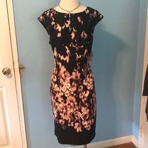 Black And Pink Midi Women Dress.